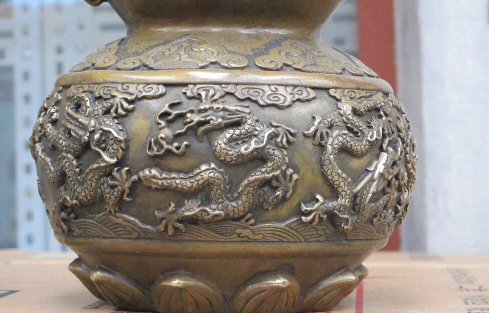 13 авиапочту Китая (China винтажный Бронзовый фэншуй много гораздо Дракон