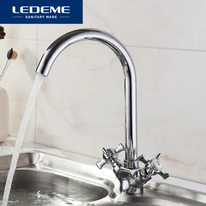 LEDEME Смеситель для кухни с гайкой латунь Цвет: сатин L4311A-2