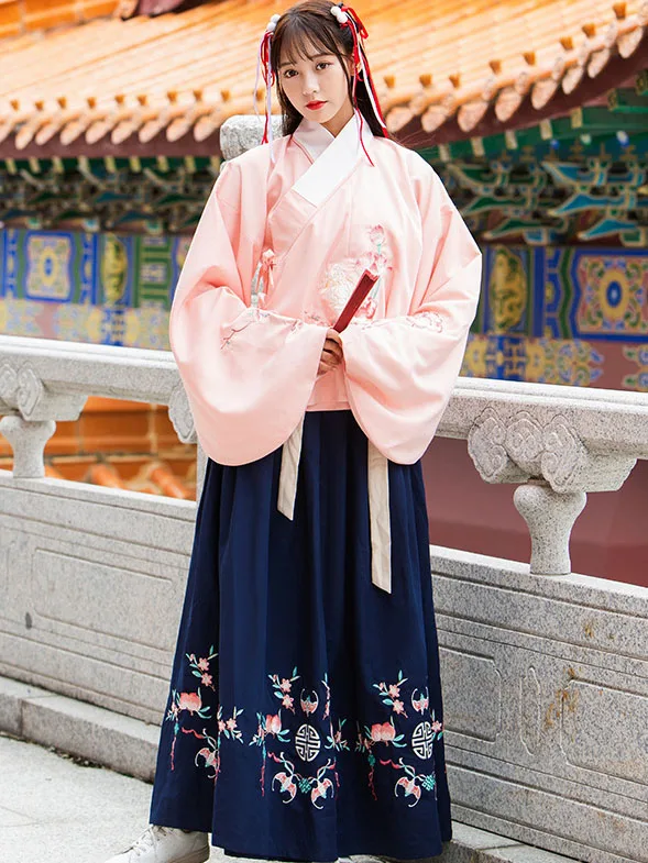 pink set Hanfu Китайский Костюм Древний китайский костюм розовый hanfu платье hanfu женское китайское свадебное платье - Цвет: pink set