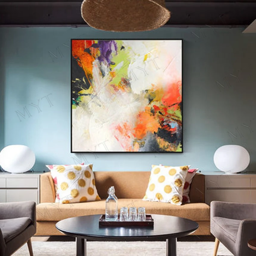

Artister Original Handpainted Oil Painting Abstract colorful Pictures on Canvas Wall Art for living room Home Decor no Framed
