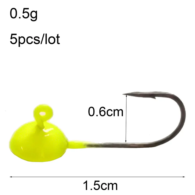 0.5g-yellow 5 шт./лот, мини-лобзик с открытым свинцом, 0,5 г, 0,7 г, 1,1 г, колючий крючок, Мягкая приманка, Вибрационный крючок, зимний ледяной рыболовный крючок, рыболовные снасти - Цвет: 0.5g-yellow