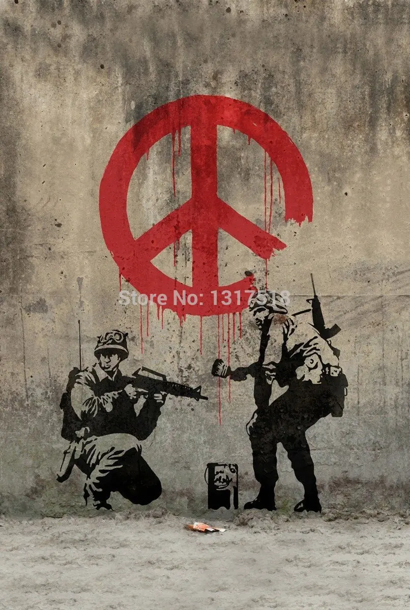 

Banksy Peace Art Graffiti Canvas Poster Cloth Fabric Poster Home decoration