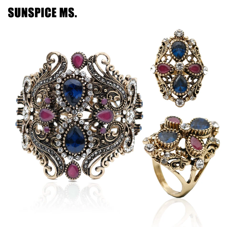 Модный женский роскошный браслет манжета кольцо ювелирные наборы антикварные