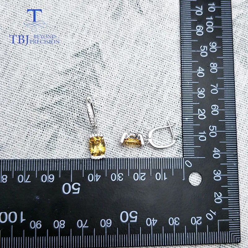 TBJ, стиль с натуральным бразильским цитрином 3.8ct настоящий gemston, изящные серьги, Стерлинговое Серебро 925 пробы, ювелирные изделия для женщин, повседневная одежда