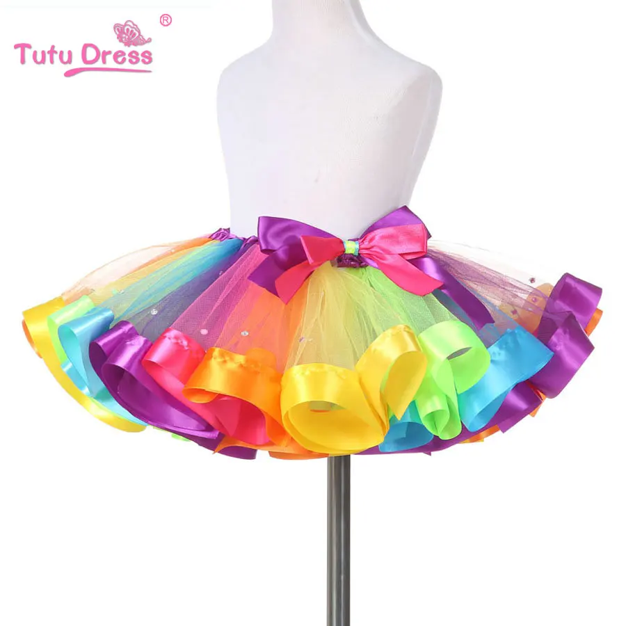 1PC New 2018 Girls Dress Baby Kids Girl Tutu Children With Diamond Rainbow Dresses | Детская одежда и обувь