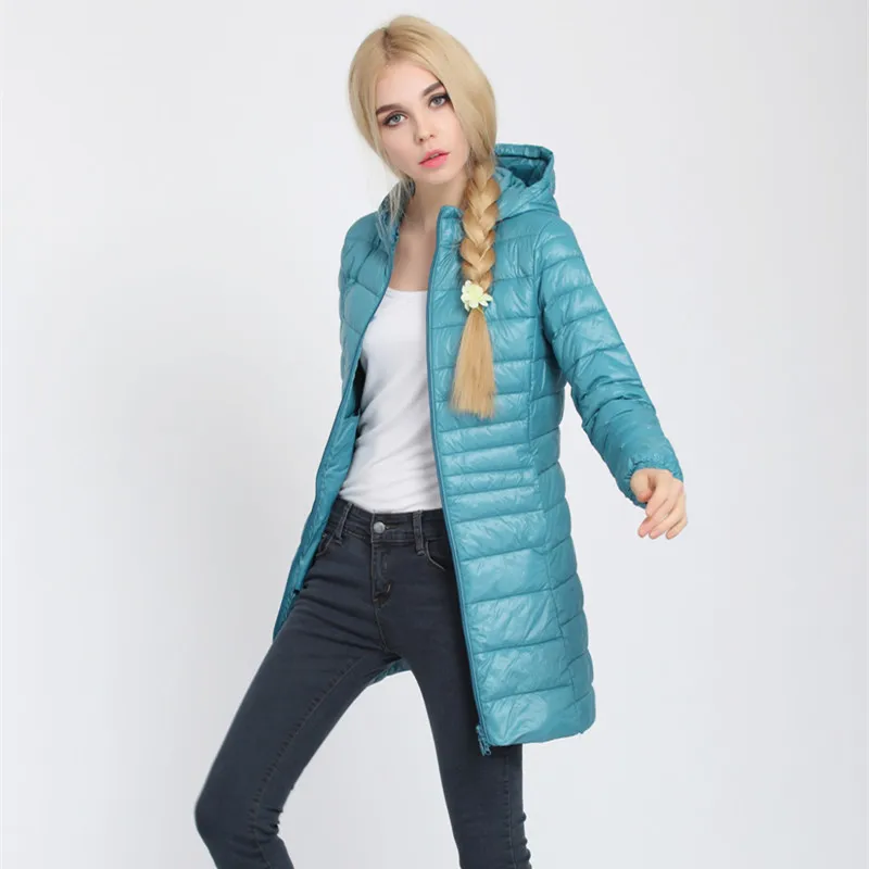 Женский пуховик размера плюс 6XL ультра светильник с капюшоном утиный пух зимняя