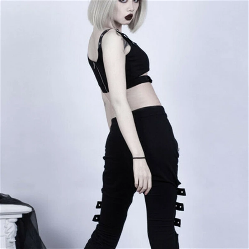 Женский укороченный топ в стиле рок готический Топ уличная одежда черные