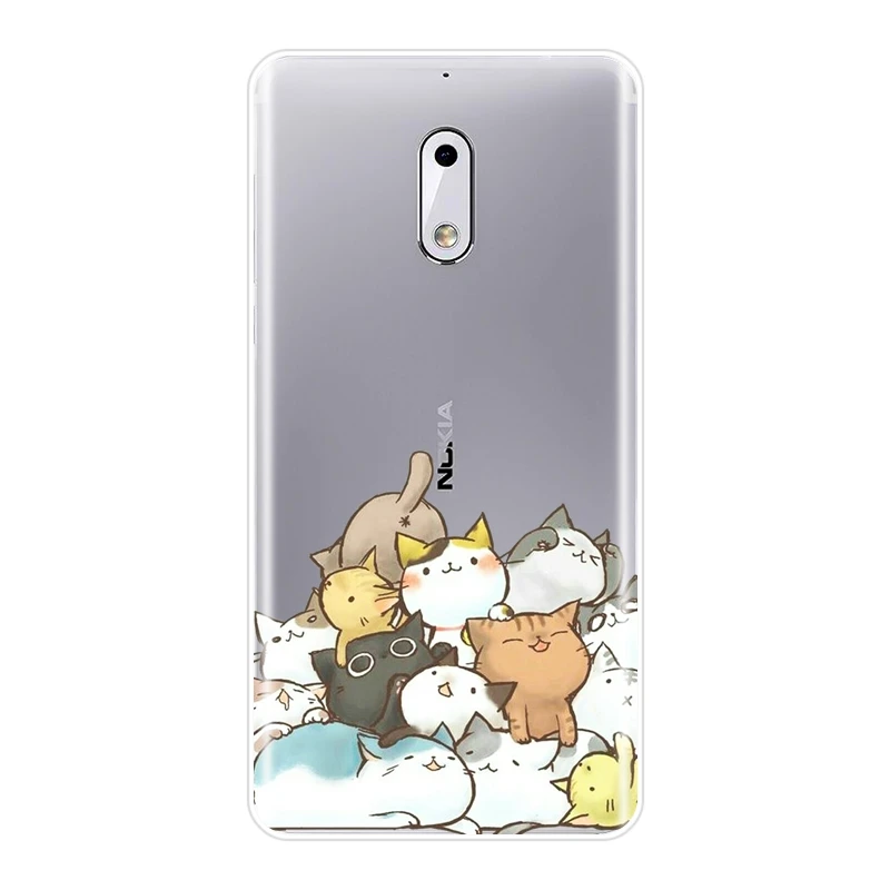 Чехол для телефона силиконовый Nokia 7 Plus X6 Kawaii Cat Japan Cute Cartoon Funny Girl мягкий