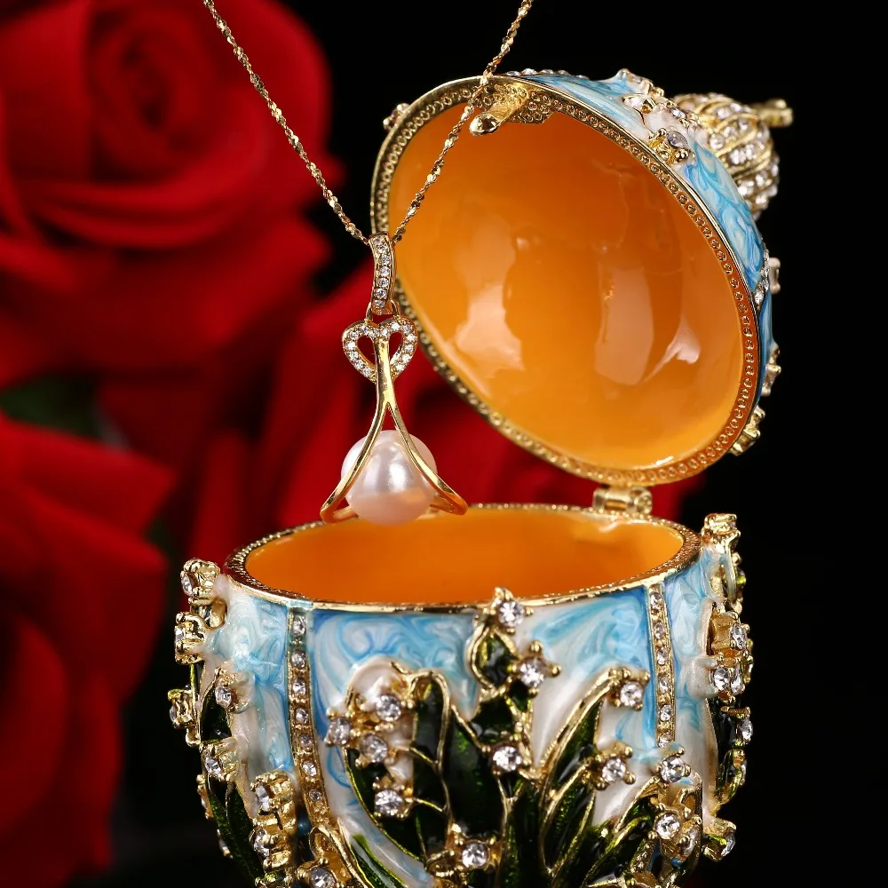 QIFU Новое поступление ремесленные металлические красивые Faberge яйцо для безделушки коробка