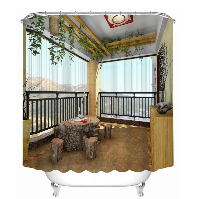

MYRU 3D Print Waterproof Balcony Shower Curtains Bath Products Bathroom Decor with Hooks