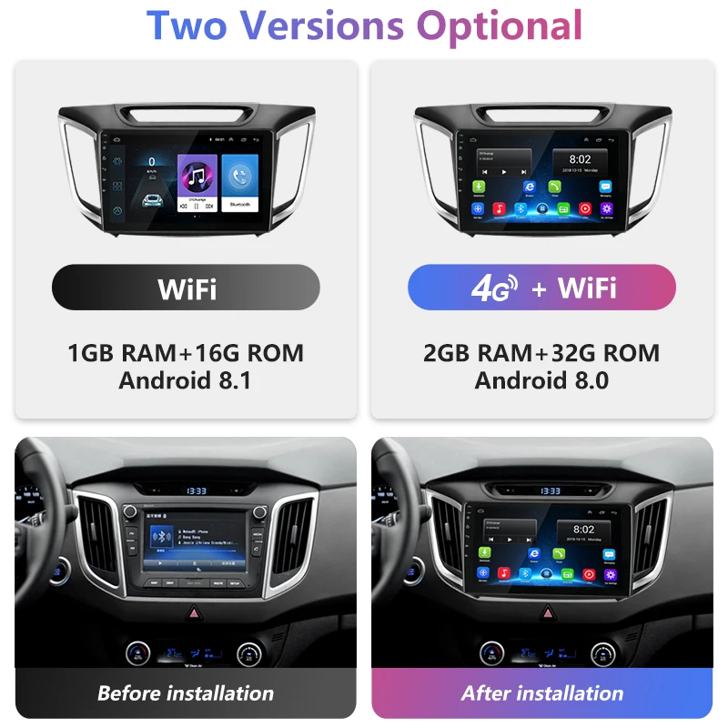 Jansite 10 &quotAndroid автомобильный gps Мультимедийный проигрыватель для hyundai Creta 2015 2018 wifi 4G