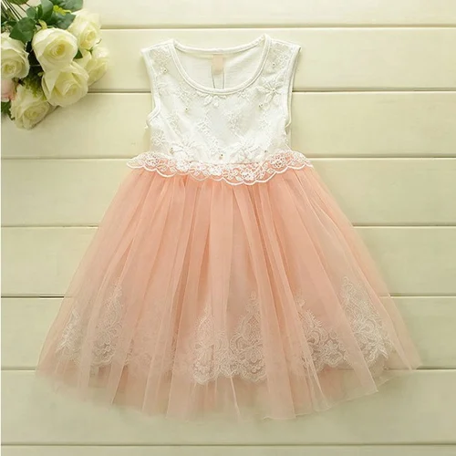 Платье принцессы для девочек детское кружевное платье без рукавов вышивка