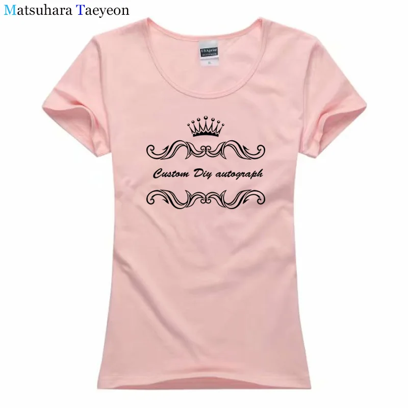 

Women Short Sleeve T-shirt Custom Diy autograph Lycra clothing Print Princess Crown funny tshirt Tee Female tops t shirt for