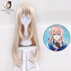 Парик для косплея аниме Evergarden Женский, длинные прямые синтетические волосы блонд, для костювечерние, с шапочкой, 80 см