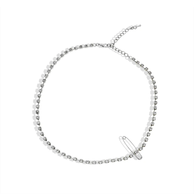 Matching jewelry creative pin necklace female collarbone chain short style European simple personality fashion | Украшения и