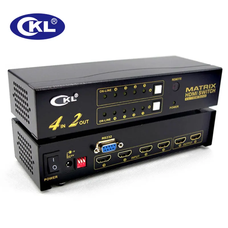 4x2 HDMI Switch Splitter 4 in 2 out with IR Remote RS232 Control Support 1080P 3D for Xbox 360 PS3/4 PC DV DVD HDTV CKL-4H2 | Компьютеры и