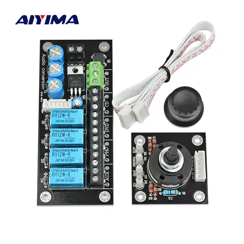 Плата выбора аудиовыключателя AIYIMA, RCA Lotus Seat Stereo 4-полосное реле, регулируемая плата аудиосигнала, усилитель, «сделай сам», AC12-15V