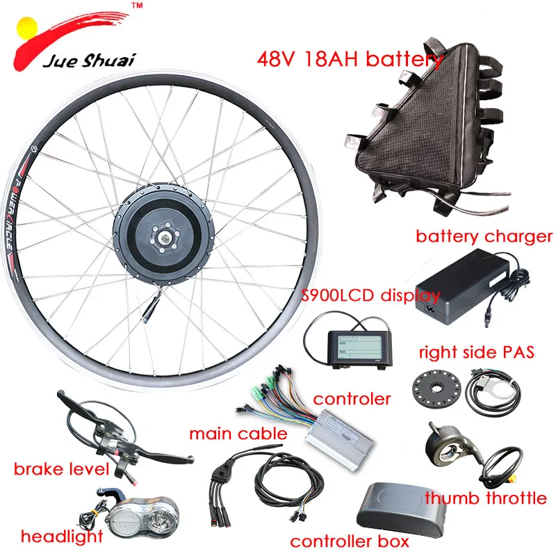 48V18AH S900LCD 48V 350W комплект для переоборудования электрического велосипеда Байк, способный преодолевать Броды 26''700c 28 ''передний мотор для центрального движения колеса мото Eletrica samsung LG MTB велосипеда bicicleta - Цвет: 48V18AH S900LCD