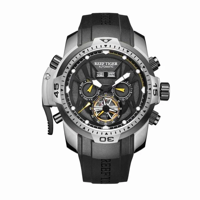 Риф Тигр Аврора Serier RGA3532 мужские спортивные с год месяц Дата День календарь циферблат автоматические механические наручные часы - Цвет: p8