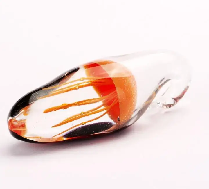 Искусственный Стекло желтый Медузы с черным Морская жизнь светится в темноте