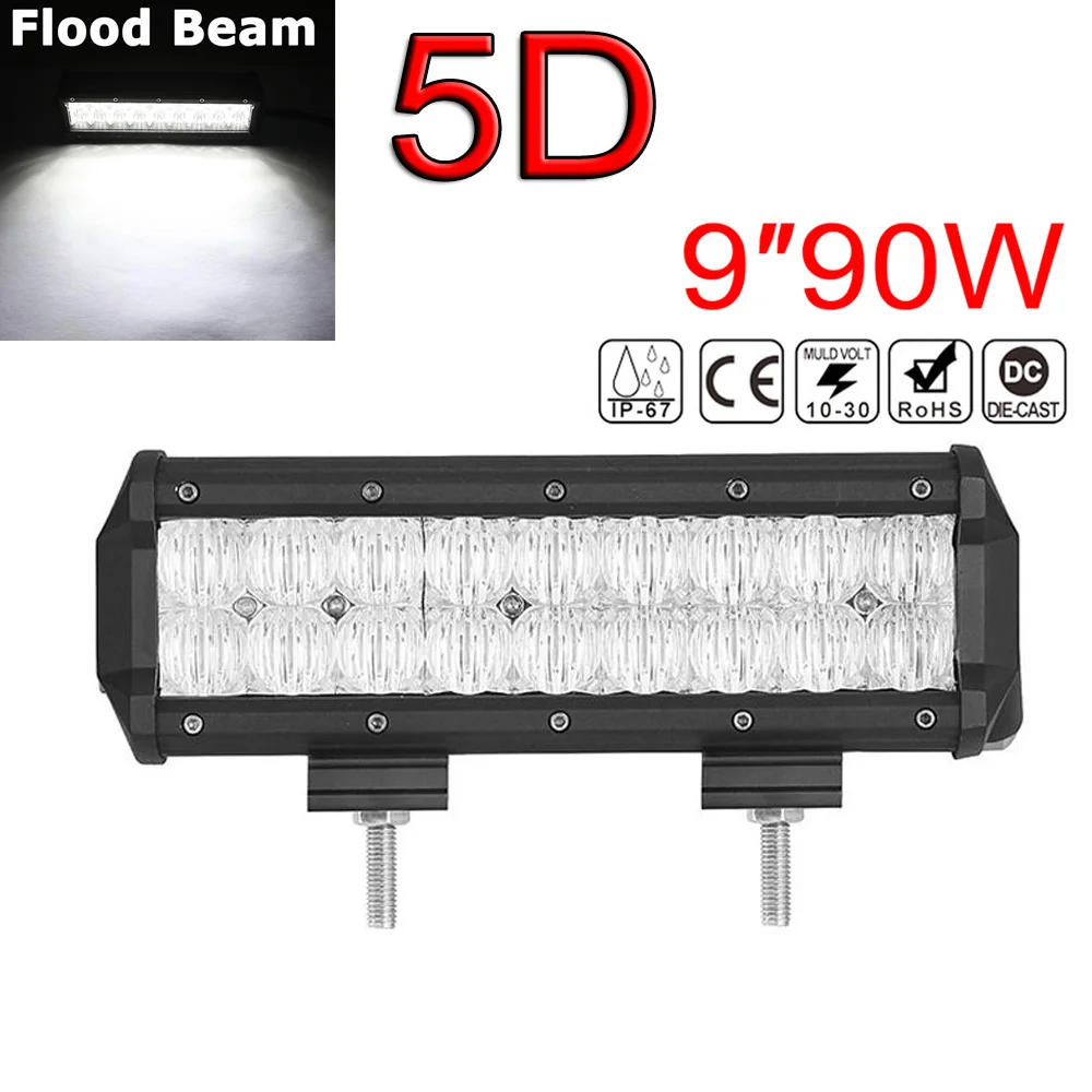 CREK 9 дюймовый 90 Вт Водонепроницаемый IP 68 9000LM 5D светодиодный светильник бар
