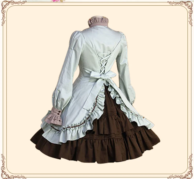 

2018 Spring Autumn Winter Women Lolita Princess Dress Sweet Lovely Temperament Dress Long Sleeve With Half Skirt Free Shipping