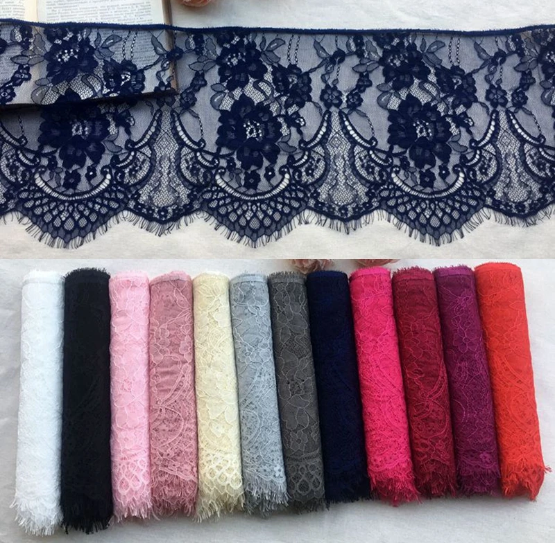 

6Meters/lot 27cm width Eyelashes lace trim flower Unilateral wave lace fabric handmade diy clothes accessories