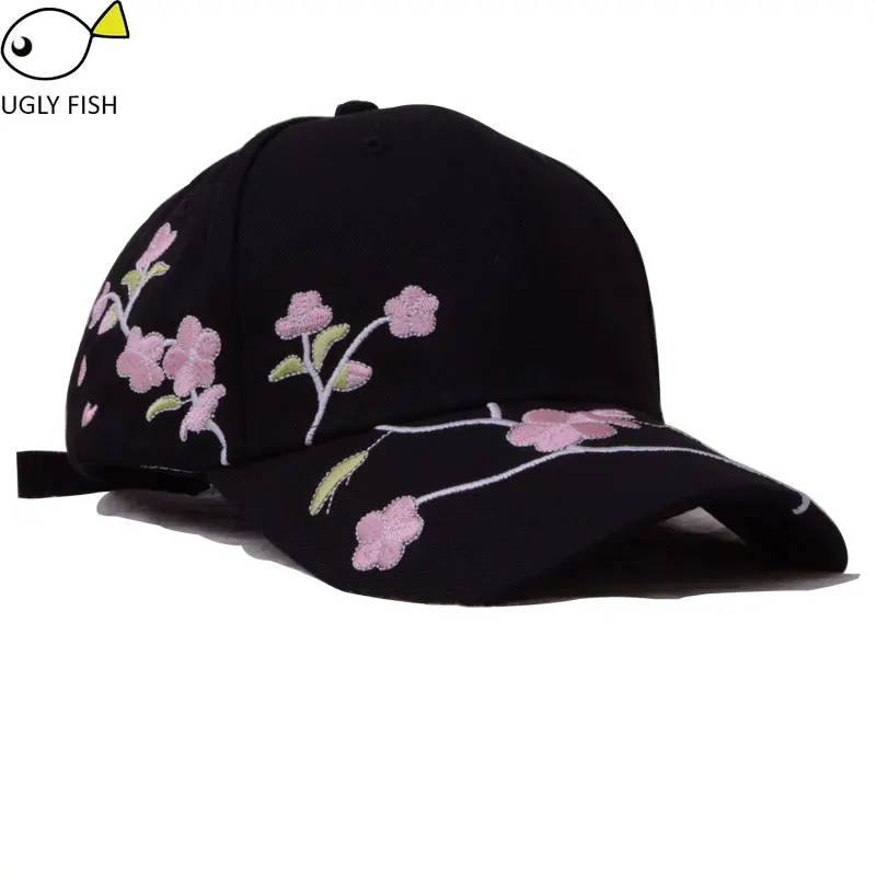 baseball cap women white black with embroidery flower dad hat | Аксессуары для одежды