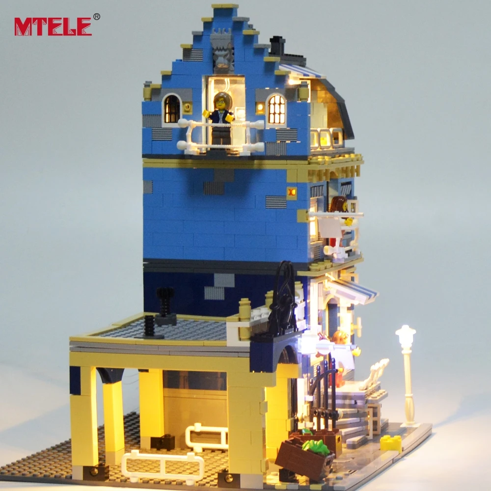 MTELE, брендовый светодиодный светильник, набор для 10190, завод, город, улица, европейский рынок, строительные блоки, светильник, комплект, совместимый с моделью 15007