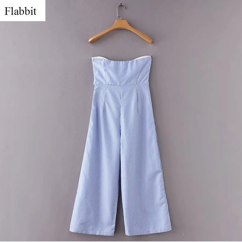 Женский винтажный комбинезон в полоску Flabbit с узлом без бретелек дырками женские