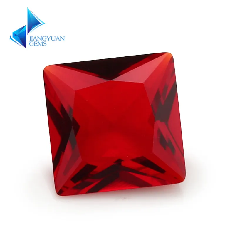 

Size 2x2~12x12mm Garnet Color Princess Shape Loose Glass stone Beads Synthetic Gems
