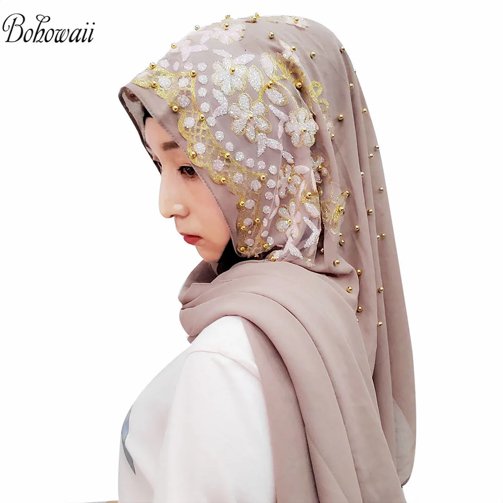 10 шт. BOHOWAII Foulard хиджаб мусульманский шарф шаль роскошный бренд шифон тюрбанты
