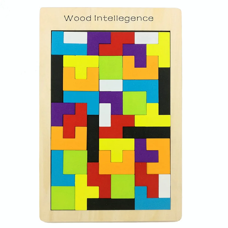 

Baby Wooden Tetris Puzzles Toys Colorful Tangram Jigsaw Puzzle Board wood Kids Children Magination Intellectual Educational Toys