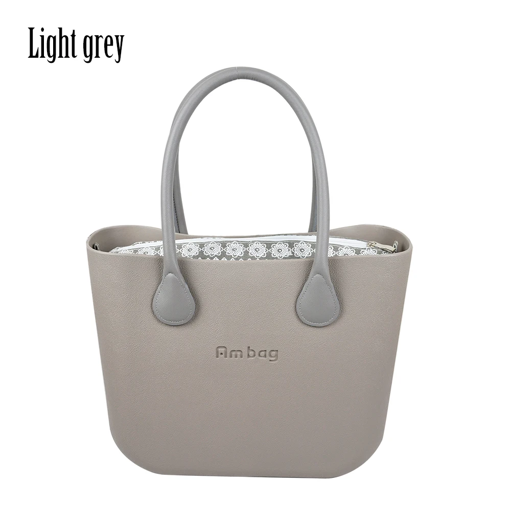 LiIght grey ANLAIBEIER стиль obag Классическая большая сумка Ambag EVA с водонепроницаемой вставкой из парусины с Цветочным Рисунком внутренний карман и кожаная ручка с веревкой - Цвет: LiIght grey
