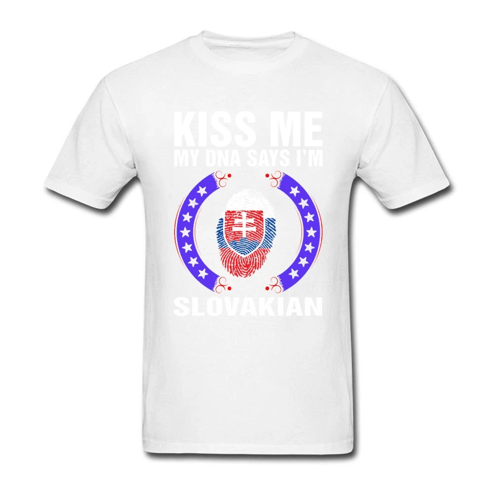 Kiss Me My DNA Says I Am Slovakian T Shirt Slovakia Men's Cotton Tees Male Oversize Clothing Fingerprint Flag Guys Tee Shirts | Мужская