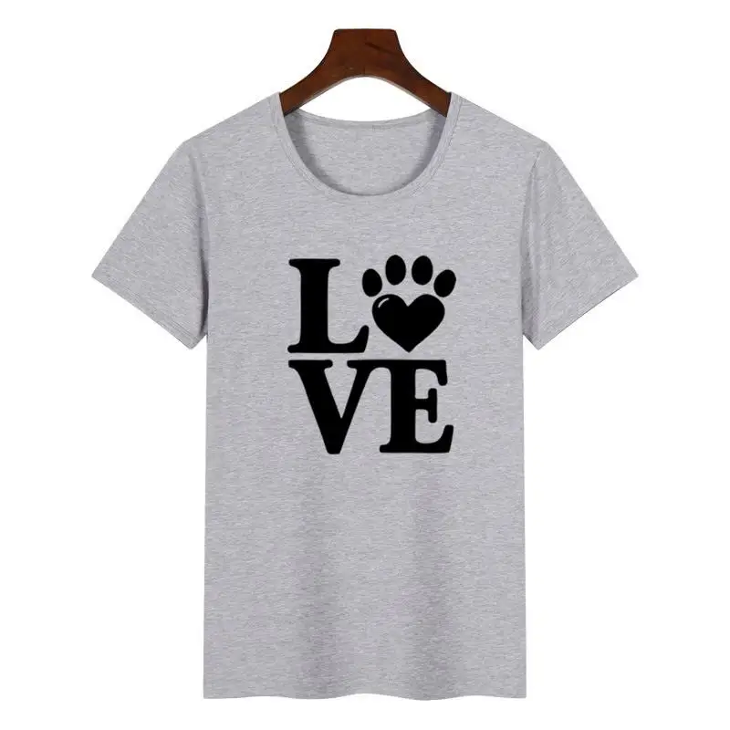 

2018 Summer Women's New Fashion T-shirt Love Dog Claw Print Top T-Shirt Female Harajuku Female Plus Size T-shirt