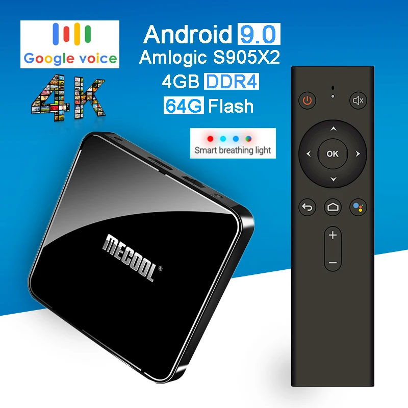 Mecool KM3 ТВ Android 9 0 Смарт приставка Amlogic S905x2 четырехъядерный DDR4 4g 64g 4K H.265 2 5g двойной Wifi