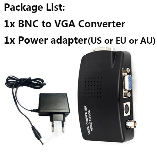 add eu power adapter BNC к VGA видео конвертер S-Video вход к ПК VGA выход адаптер цифровой коммутатор коробка для ПК ТВ камера DVD DVR - Цвет: add eu power adapter