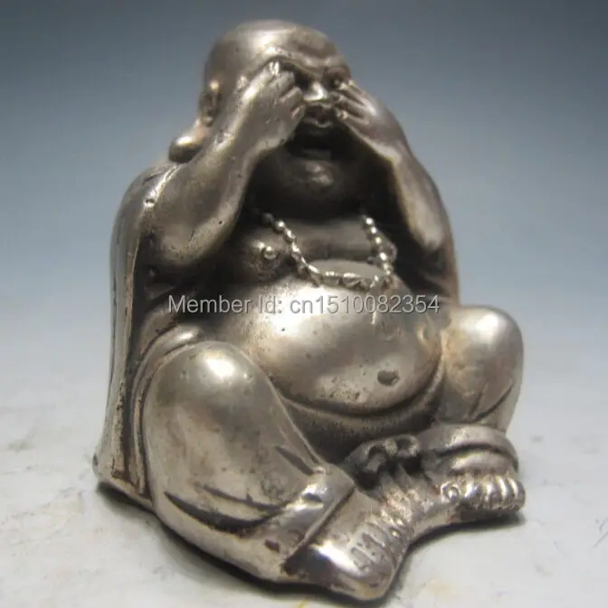 Китайская Серебряная Бронзовая статуя Будды | Дом и сад