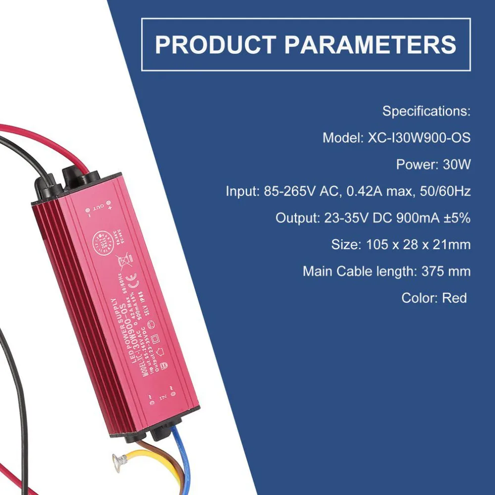 30 Вт Водонепроницаемый IP65 светодиодный освещения драйвер постоянного тока
