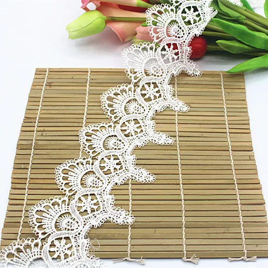 white 10cm 1 ярд нежный вышитый цветок кружевной отделкой черный/бордовый/Белый Полиэстер Гребешок Край кружева планки аппликация шитье ремесло - Цвет: white 10cm