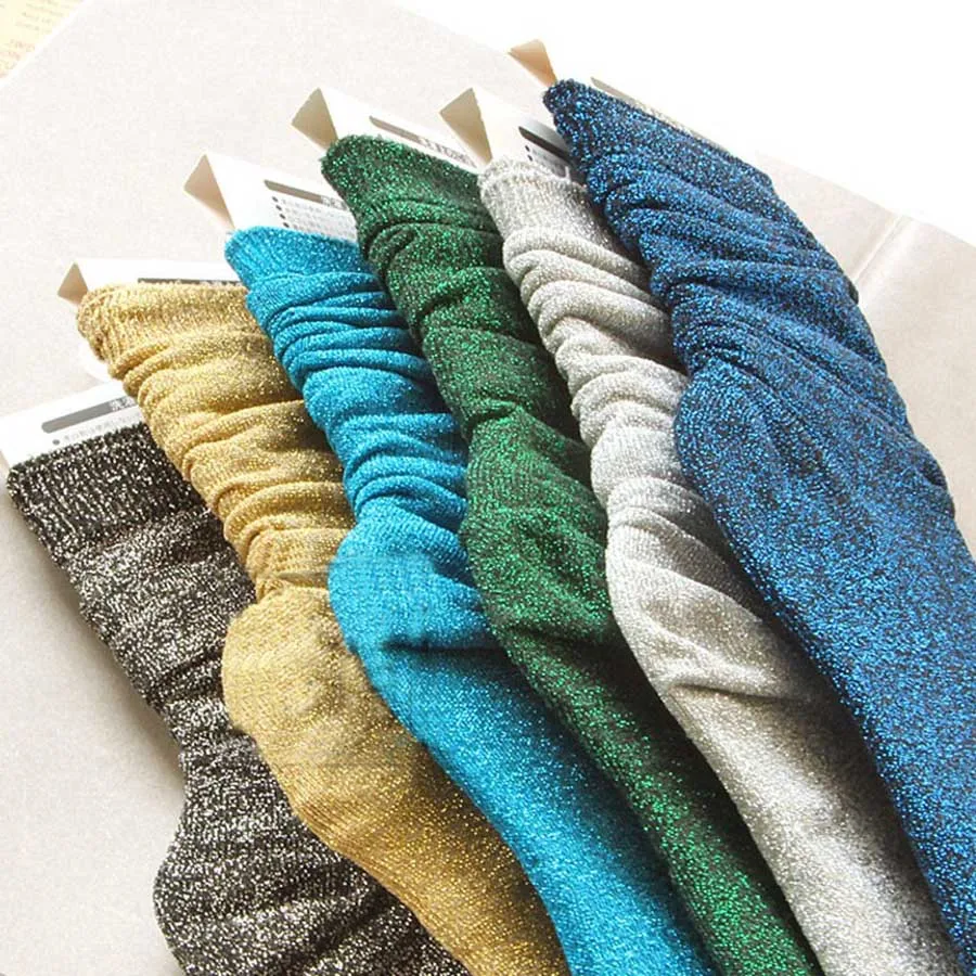 [COSPLACOOL] Новые красочные блестящие золотистые Серебристые в тюбике носки женские