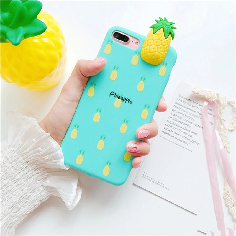 Мягкий чехол KISSCASE Banana для iPhone 6 6S plus 7 S 8 X 3D милый розовый ананас фрукты мягкий TPU