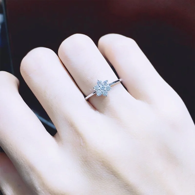 Кольцо с натуральным бриллиантом 18K золото чистое красивое кольцо драгоценными