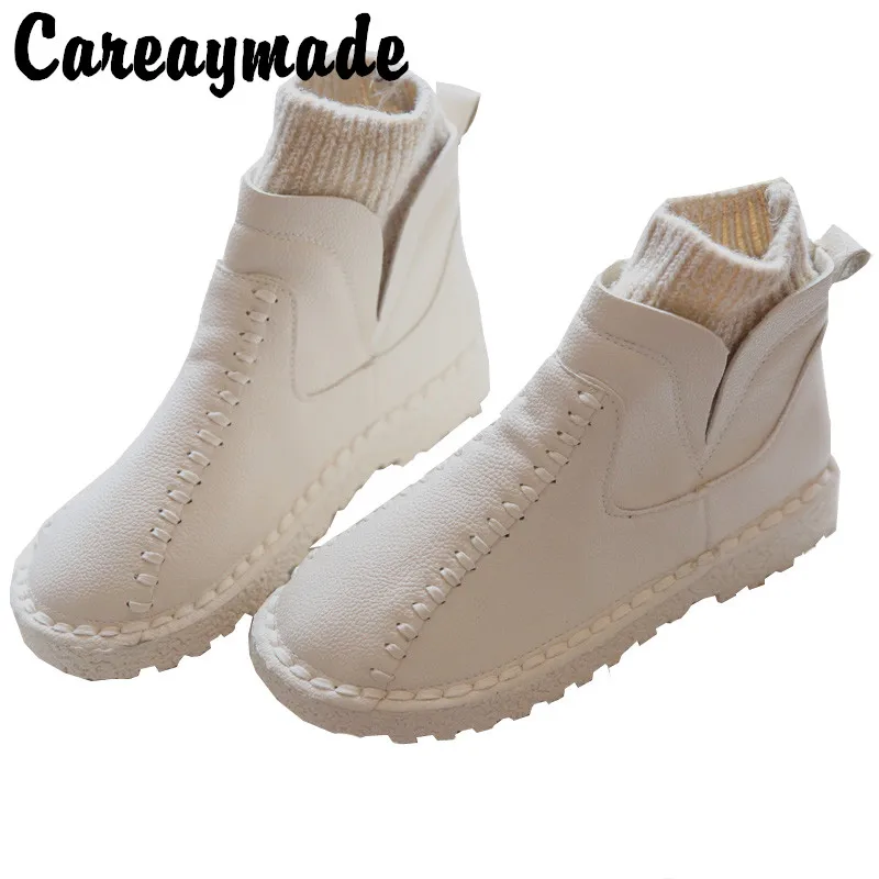 Женские зимние короткие сапоги Careaymade из литературной шерсти Sen ботильоны ручной