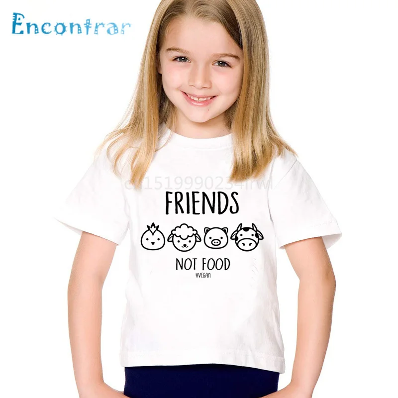 Детские футболки с мультяшным принтом анималы Are Friends Not Food детские летние для