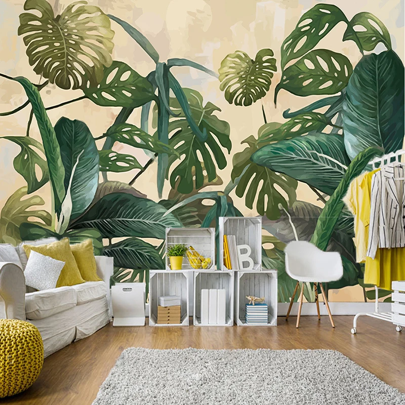 

Custom 3D Wall Murals Tropical Rain Forest Palm Banana Leaves Photo Wallpaper Living Room Backdrop Wall Cloth Papel De Parede 3D