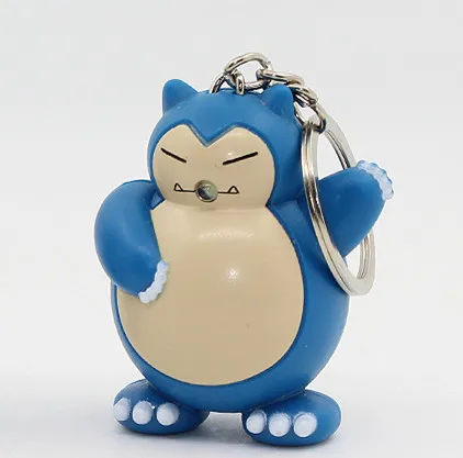 Blue 1 Модная Игра Pokemon Munchlax 3D светодиодный брелок с фонариком и звуком милый аниме Goinfrex мультфильм брелок с игрушкой, подарок для влюбленных - Цвет: Blue 1