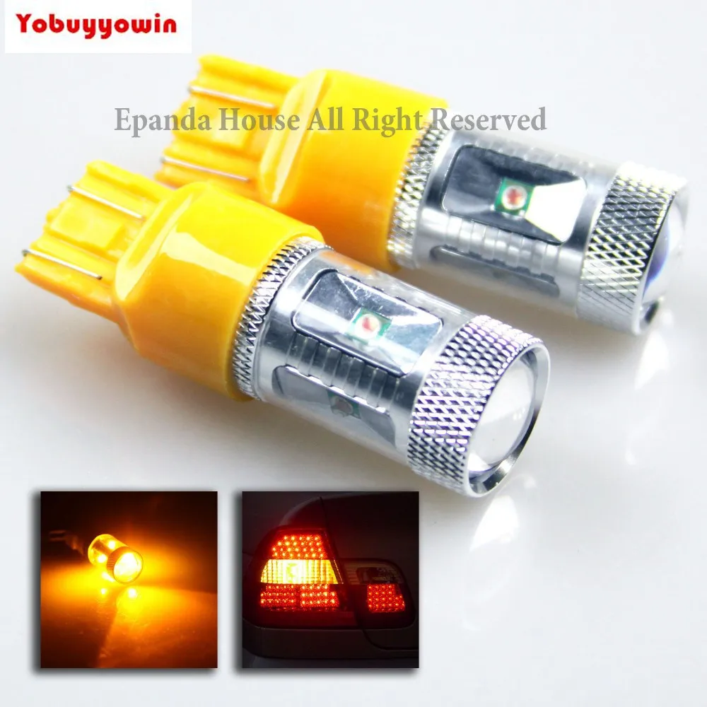 

Free shipping 4pcs Error Free 7440 7443 7444 992 T20 Cree Chips Led 30W Amber Orange Yellow for Back Up Reverse Light Bulbs