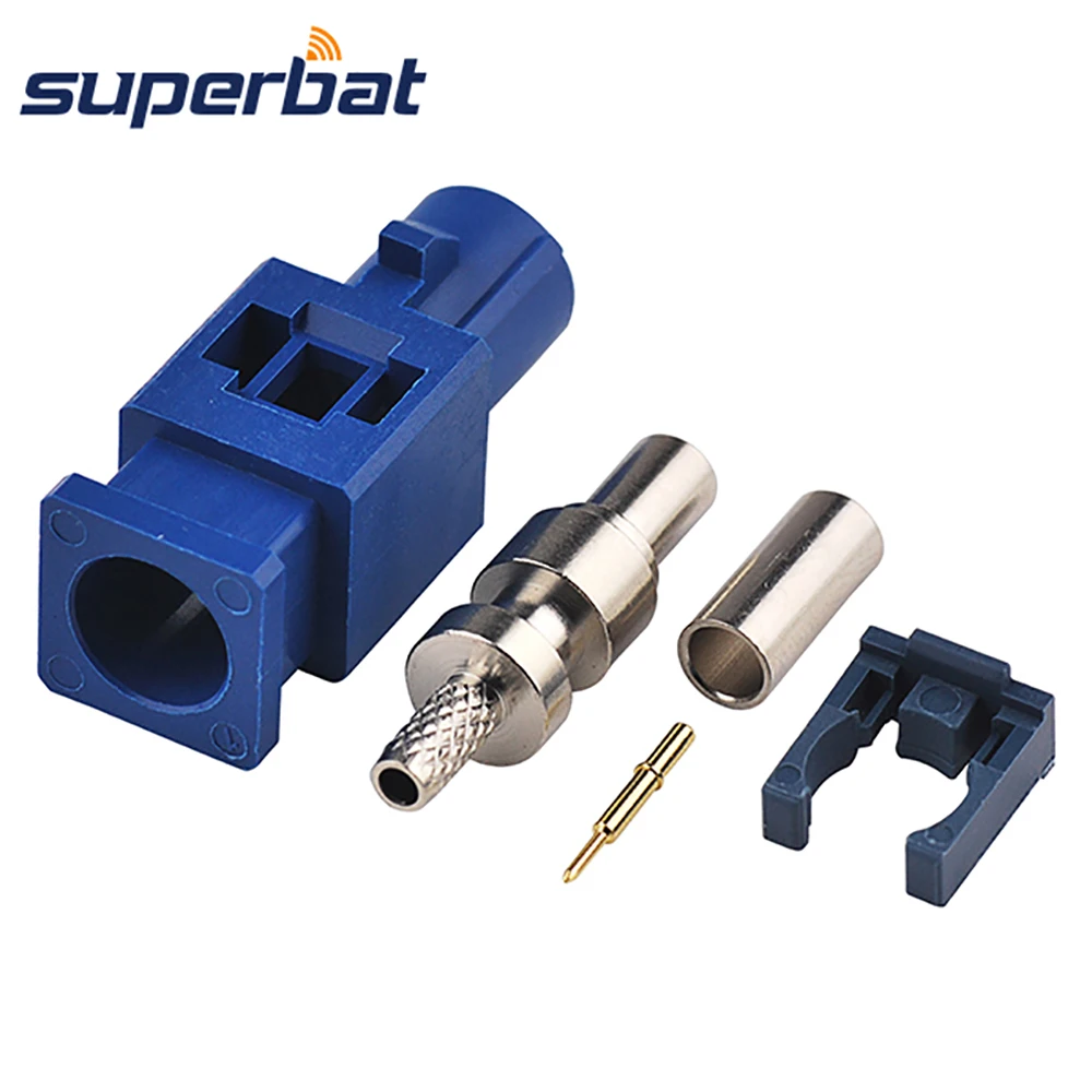 Superbat Fakra C Blue/5005 Male Crimp for RG316 RG174 LMR100 Cable for GPS Telematics or Navigation Long Version